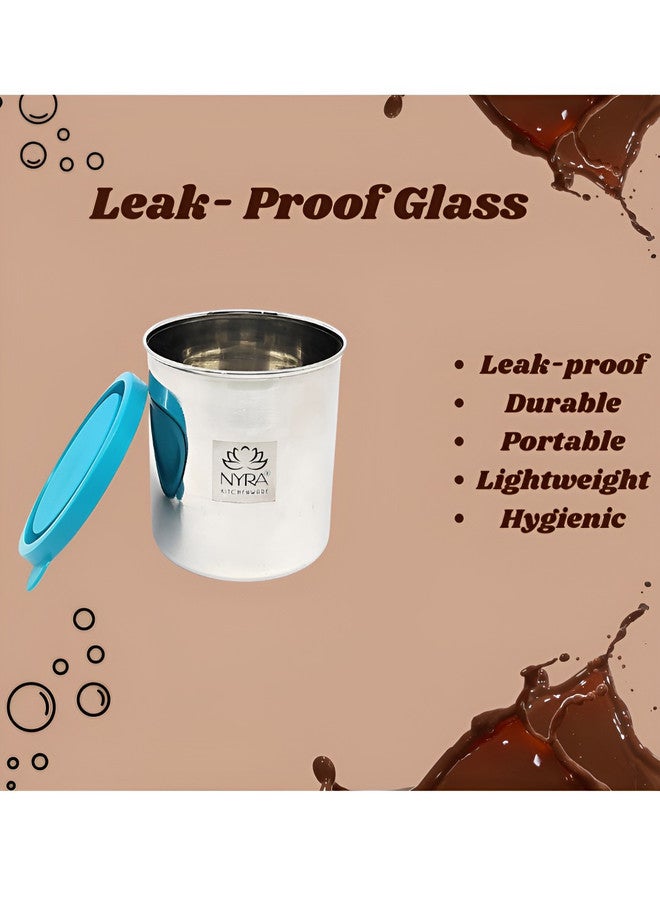 Nyra Kitchenware كوب ماء من نيورا للأدوات المطبخية بغطاء من الفولاذ المقاوم للصدأ بلون فضي بسعة 430 مل - Image 4